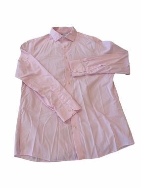 Charles Tyrwhitt Pink White Stripe Dress Shirt Slim Fit 16.5/35 Cotton